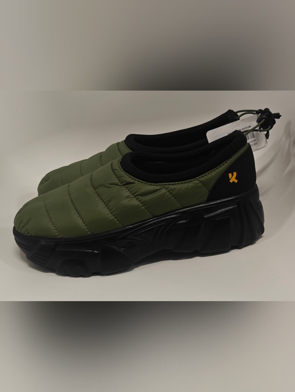 KOI Imitator Platform Puffer Shoes Khaki Green Quilted Chunky Sole Men’s Size 11